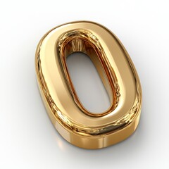 Golden Number Zero: A 3D Render of a Shiny Gold Digit