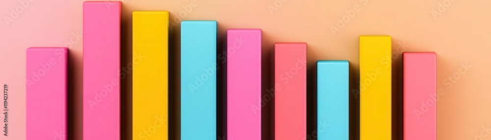 Poster colorful bar graph illustration on a soft gradient background, representing data analysis and creati