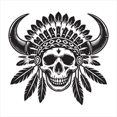 Obraz premium Cultural Native American Headdress Vector Illustration 