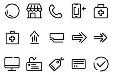 Minimalist Black Line Vector Icons Set for UI and UX Design