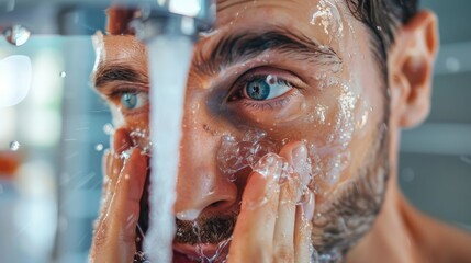 Work health and safety: Employee using eye wash station