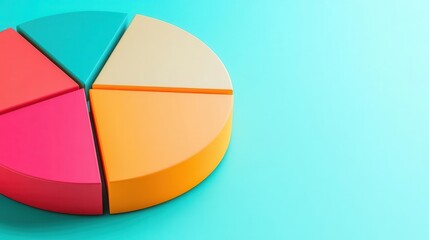 Obraz premium A colorful pie chart on a light blue background, displaying segmented sections in vibrant colors.