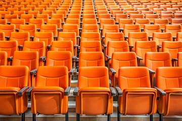 Fototapeta premium A large auditorium filled with orange chairs