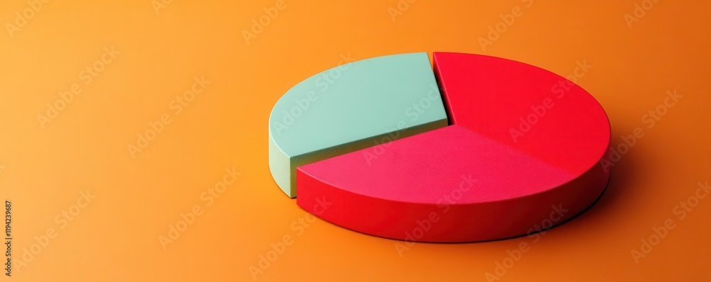 Poster a colorful pie chart with red and green sections against an orange background, illustrating data rep