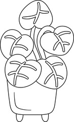 houseplant outline coloring printable for kid