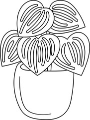 houseplant outline coloring printable for kid