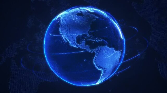 Sci  Fi  Futuristic Hologram like Globe Seamless Looping Animated Motion Background Blue