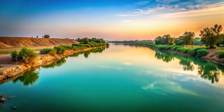 Minimalist Tigris River Source Near Kirkuk, Iraq: Calm Waters & Ancient Landscape