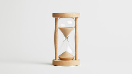 Elegant wooden hourglass with flowing sand