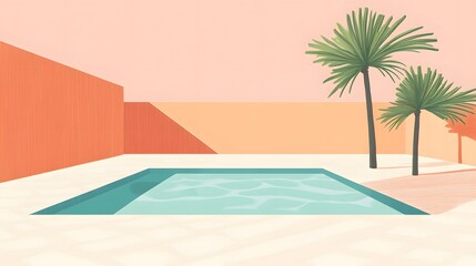 Resort swimming pool surrounded by palm trees and tropical paradise