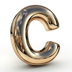 Golden Letter C: 3D Render of a Shiny, Polished Gold Letter C