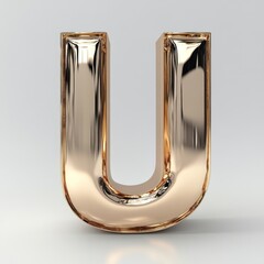 Obraz premium Rose Gold Letter U: Elegant 3D Render