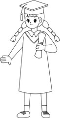 kid graduation outline coloring