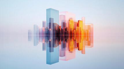 Fototapeta premium Abstract city skyline reflection in tranquil waters