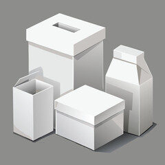 Realistic white box mockup set with isolated images of similar blank packaging boxes on blank background vector illustration  