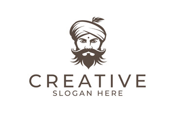 man with turban and moustache logo