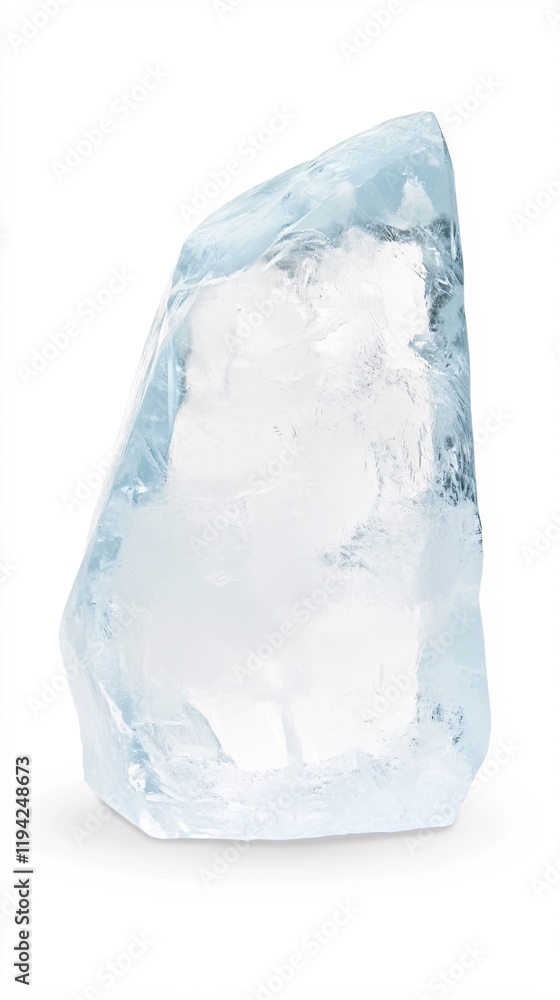Poster crystal clear ice block isolated on white background pure ice cube perfect for refreshing drinks col