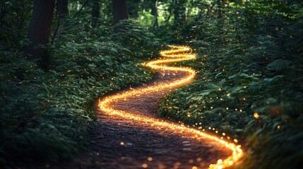Obraz premium Enchanted Forest Path: A Glimmering Journey Through Nature's Embrace