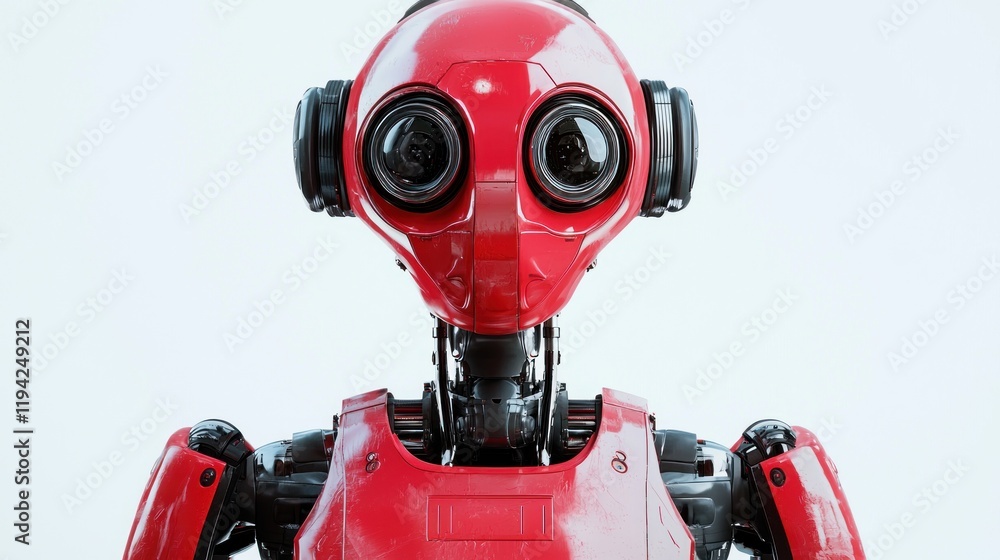 Aufkleber close-up of a futuristic red robot: a glimpse into advanced robotics
