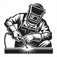 Welding Steel Metal vector illustration, Welder clipart design