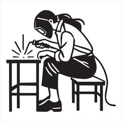 Welding Steel Metal vector illustration, Welder clipart design