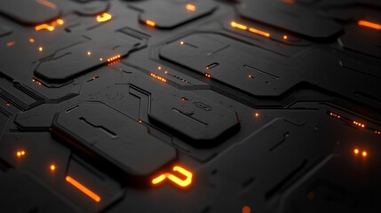 Obraz premium A futuristic matte black surface with glowing digital circuits