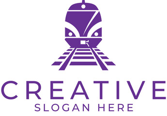 train illustration logo design