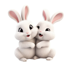 Adorable White Rabbits Embracing Perfect for Childrens Books Easter Cards and Cute Animal Products