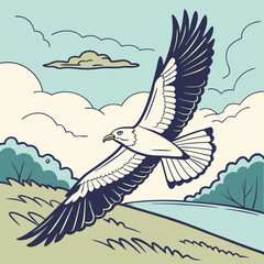 Bird Flying on the Sky