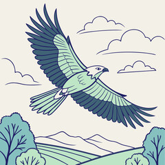 Bird Flying on the Sky