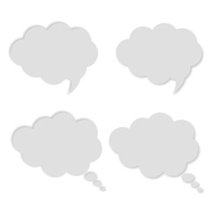 吹き出し　グレー　シルエット　雲　アイコン