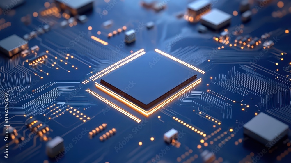 Aufkleber intricate closeup, exploring the complexities of cpu chip on circuit board
