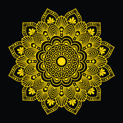 Decorative golden mandala on black background