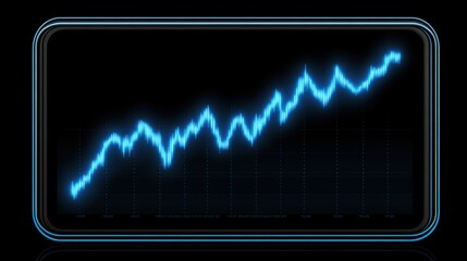 Futuristic Blue Graph Displaying Upward Trend on Dark Background, Representing Financial Growth, Data Analysis, and Business Success in a Digital Era