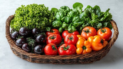 Fresh colorful vegetables in a wicker basket. (4)