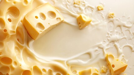 Cheese Melting into Fresh Milk Creating Creamy Texture and Rich Flavor for Culinary Delight and Joy