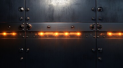 A brushed metal texture with glowing electronic circuitry
