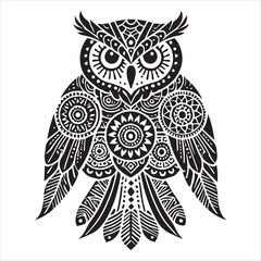 Fototapeta premium Owl Mandala pattern vector illustration, Owl Zentangle Design, Owl Bird Clipart 