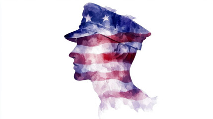 National Salute to Veteran Patients Patriotic american soldier silhouette with flag design for memorial events