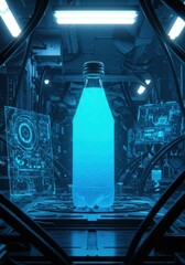 Fototapeta premium Futuristic blue beverage in high-tech laboratory setting