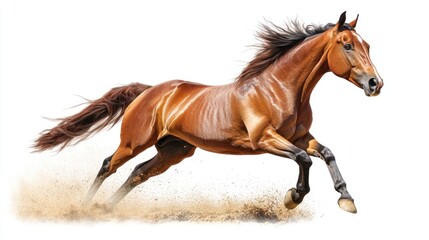 Obraz premium Majestic Chestnut Horse in Motion: A Stunning Display of Power and Grace