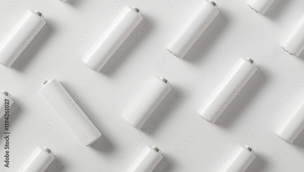 Poster white cylindrical objects arranged on white background: a study in minimalist design and geometric p