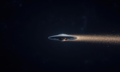 Futuristic spaceship navigating through space