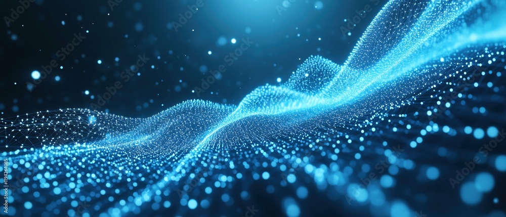 Wall mural abstract blue digital wave background network data technology