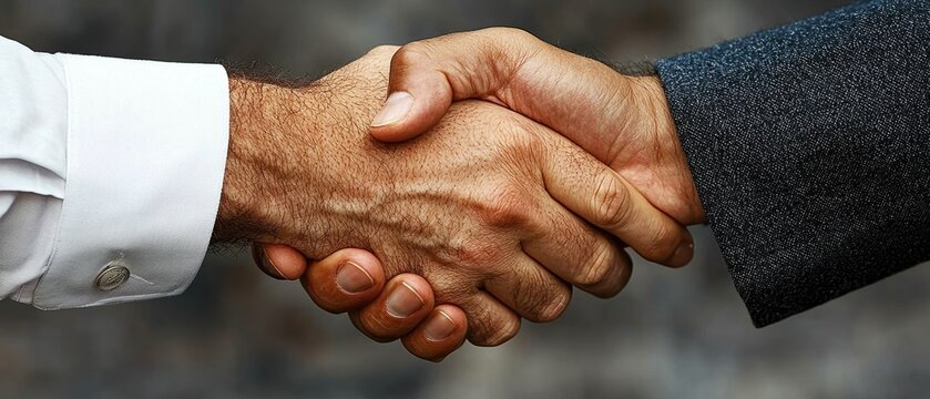 Public release announcement concept. Handshake symbolizing agreement and collaboration between two individuals.