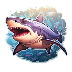 Great White Shark in the Ocean. Majestic Predator of the Deep Sea