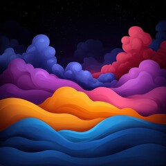 Fototapeta premium Colorful abstract landscape with vibrant waves.