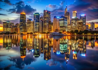 Naklejka premium Sydney Skyline Night Photography - Stunning Low Light Cityscape