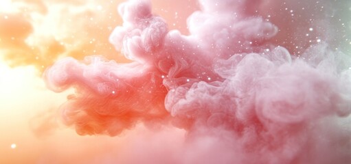 Fototapeta premium Abstract Colorful Smoke Cloud, Dreamy Pastel Hues, Ethereal Swirls, Soft Light, Artistic Background