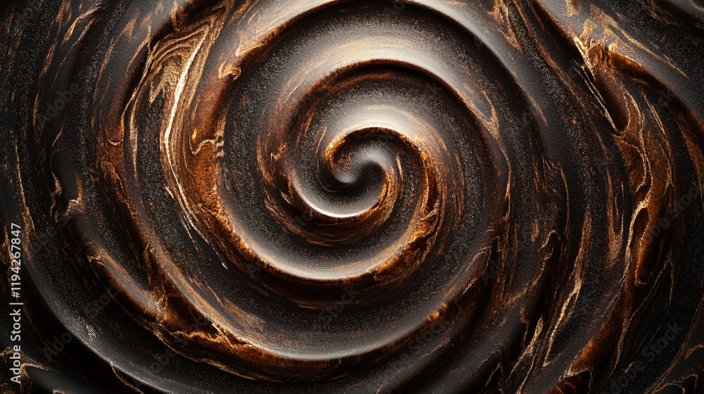 Poster abstract swirling pattern resembling a vortex created with dark fluid and contrasting highlights